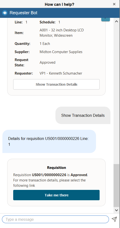 Requester BOT page View Details