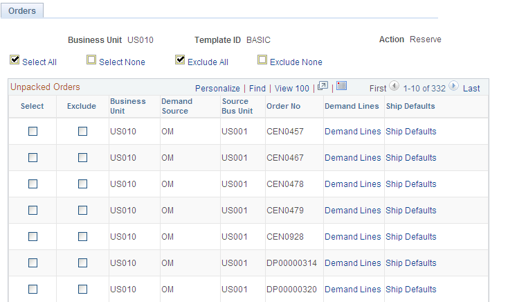Orders page of the Fulfillment Workbench