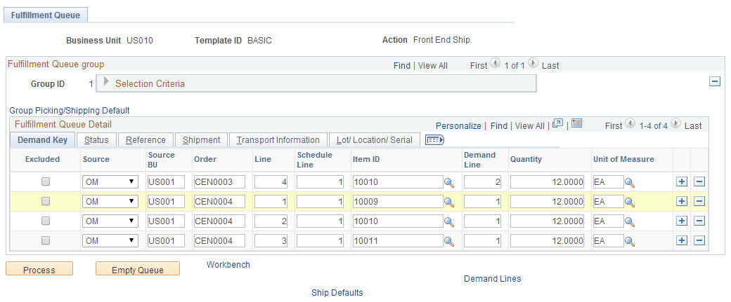The Fulfillment Queue page