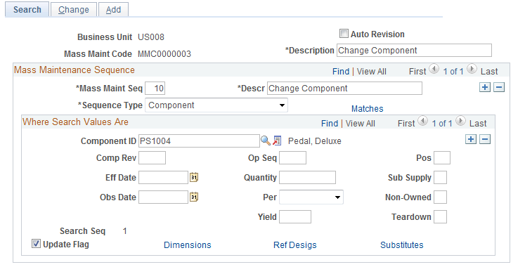 BOM Mass Maintenance Code - Search page
