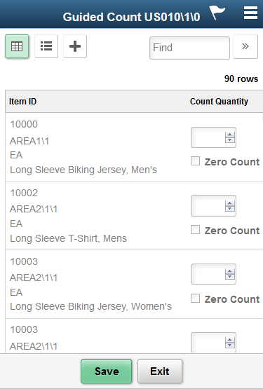 Guided Count Grid View page
