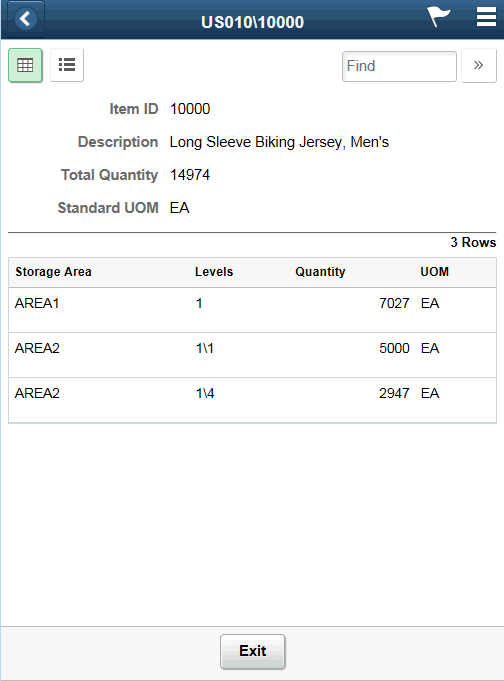Item Stock Inquiry - Grid View page