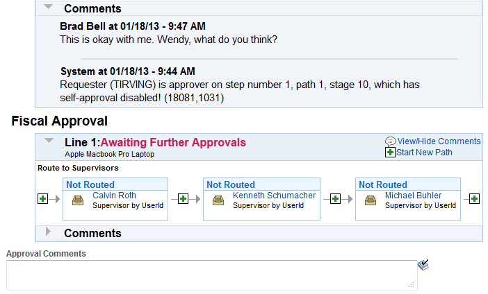 Requisition Approval page (3 of 3)