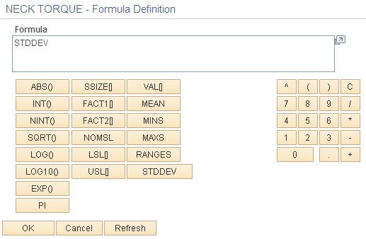 Formula Definition page