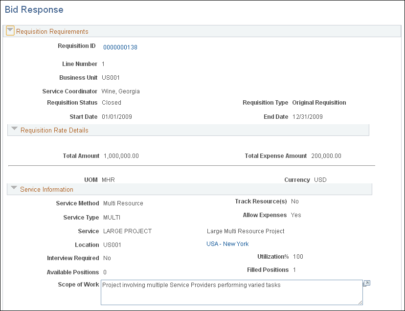 Bid Response page (1 of 3)