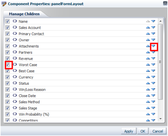 この図は、コンポーネント・プロパティの「最悪ケース」 フィールドを示しています。