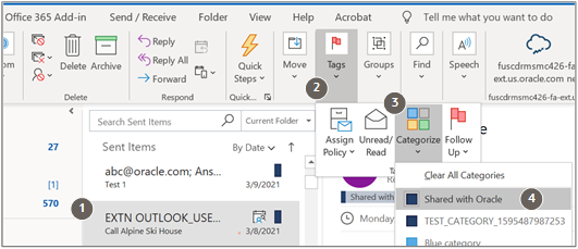 会議を共有する際の「Oracleと共有」機能を示すスクリーンショット。