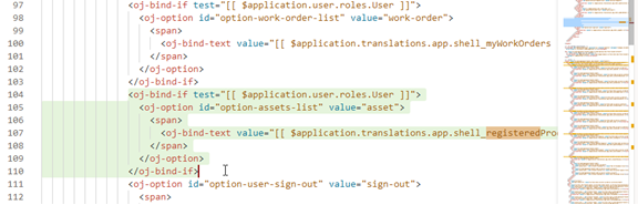 資産登録メニュー項目に対するHTMLコードのスクリーンショット。
