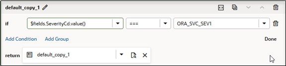 重大度の条件の設定。