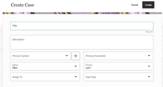「ケースの作成」ページ