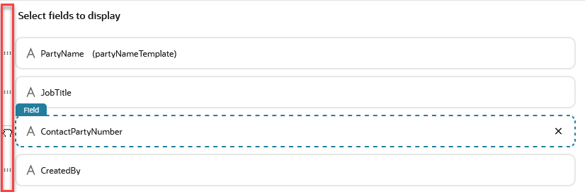 フィールドの移動に使用されるコントロールの詳細。