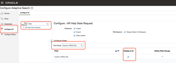 適応型検索の構成UIページのスクリーンショット。