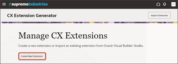 このスクリーンショットは、CX拡張ジェネレータを示しています。