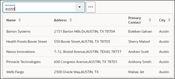 このスクリーンショットは、キーワード検索がピッカーでどのように機能するかを示しています。