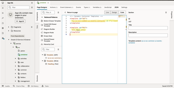 新しいセクションへのコンテンツの追加。