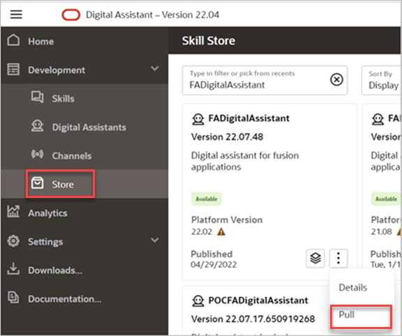 このイメージは、スキル・タイルのプル・オプションを示しています。