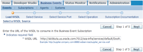 イベント・サブスクリプションの更新領域。