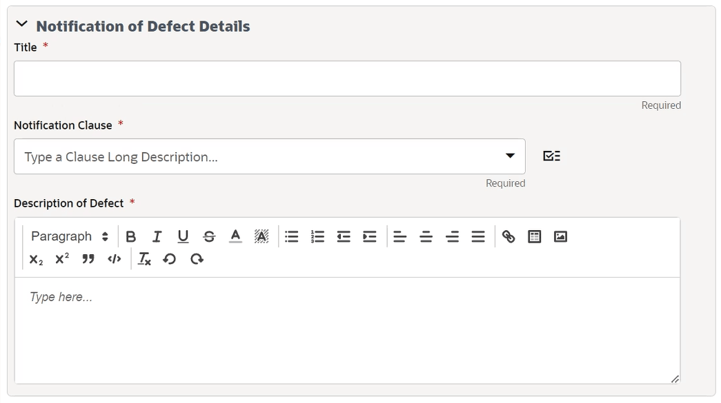 Notification of defect details image
