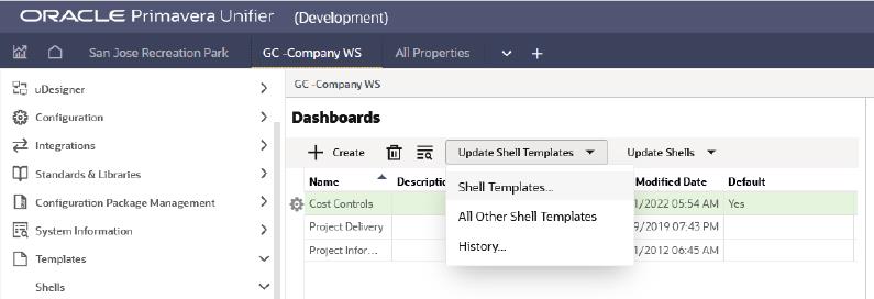 Update Shell Templates