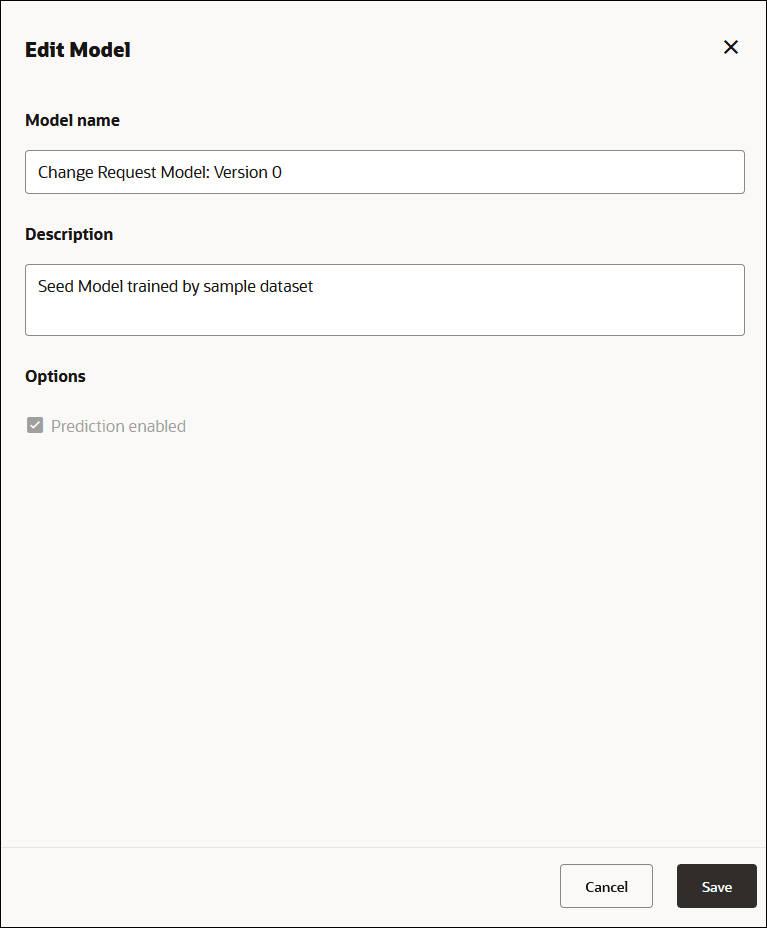 Edit ML Model Information