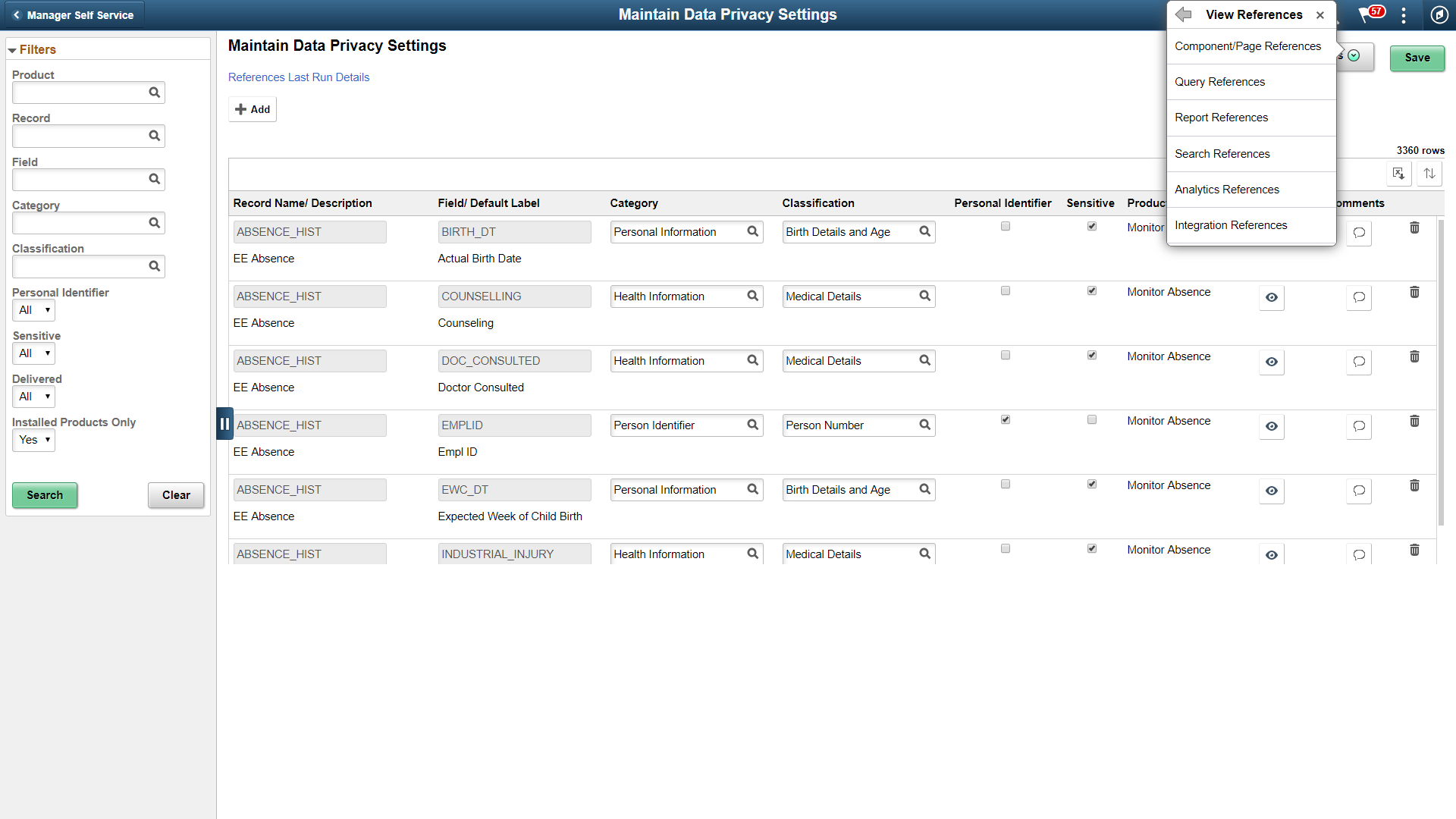 Maintain Data Privacy Settings_References_Actions