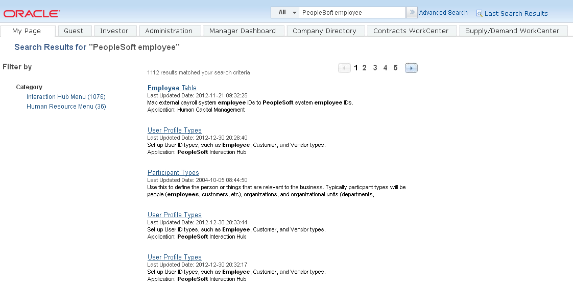 Unified search menu