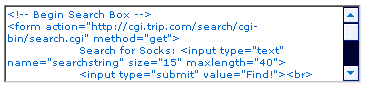 Search Box pagelet HTML code
