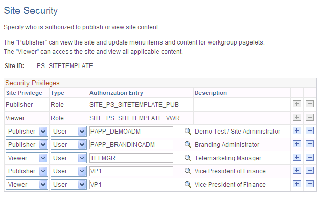 Site Security page