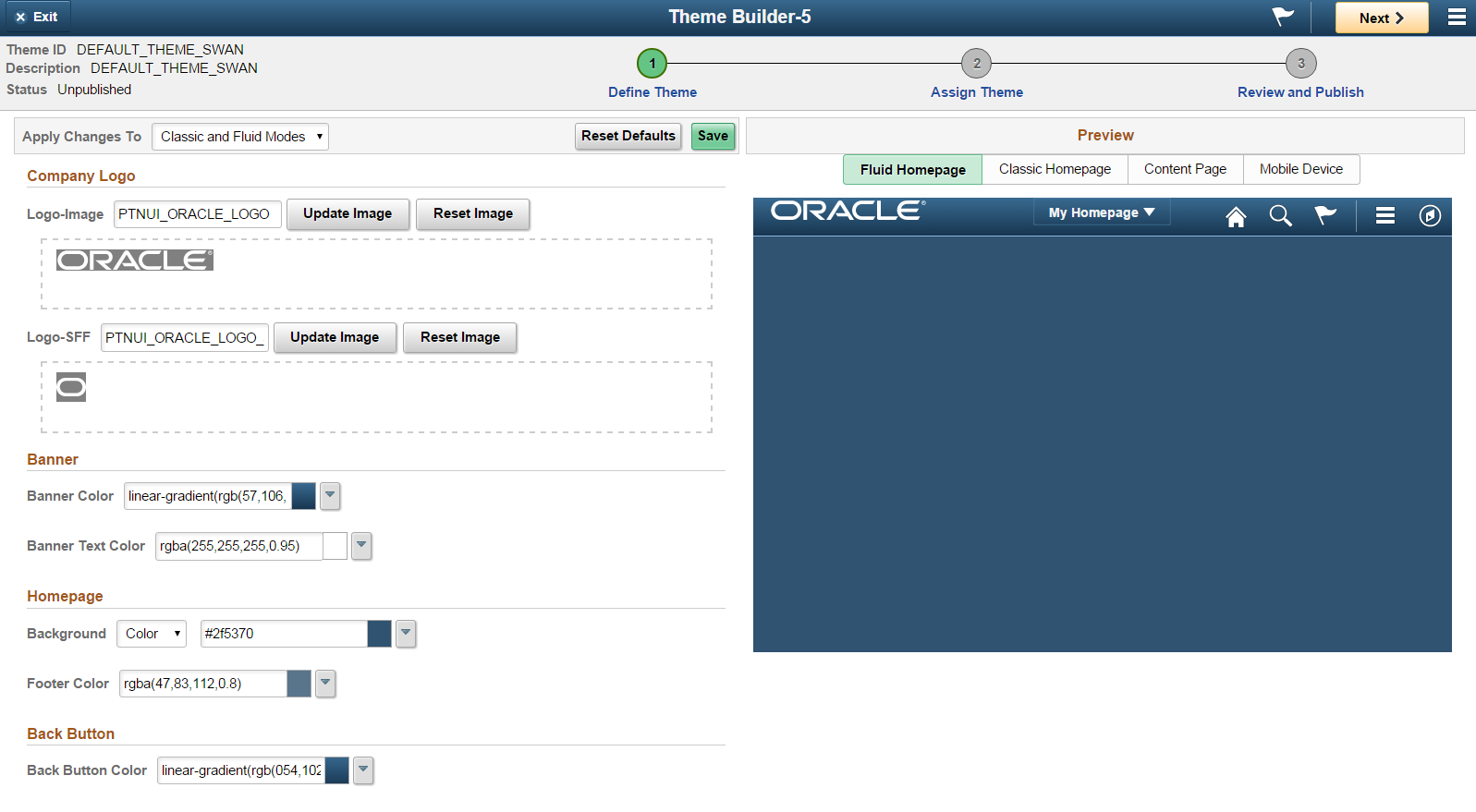 Define Theme page