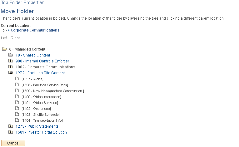 Top Folder Properties - Move Folder page