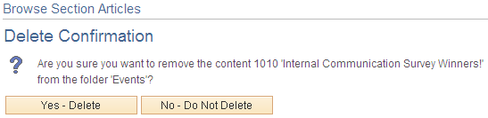 Browse Section Articles - Delete Confirmation page