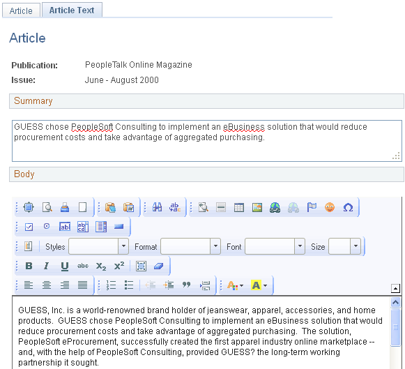 Article Text page