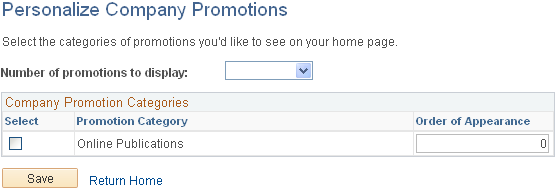Personalize Company Promotions page