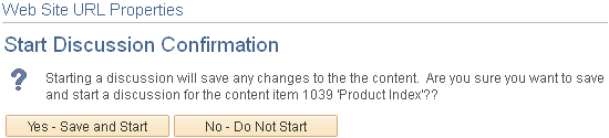 Start Discussion Confirmation page