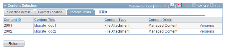 Content Migration - Preview Selection page, Content Details tab