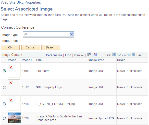 Select Associated Image page