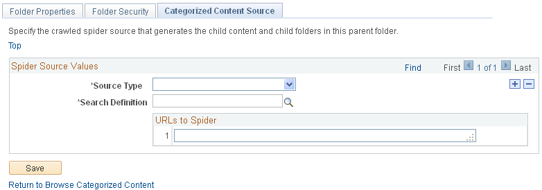 Content Source page