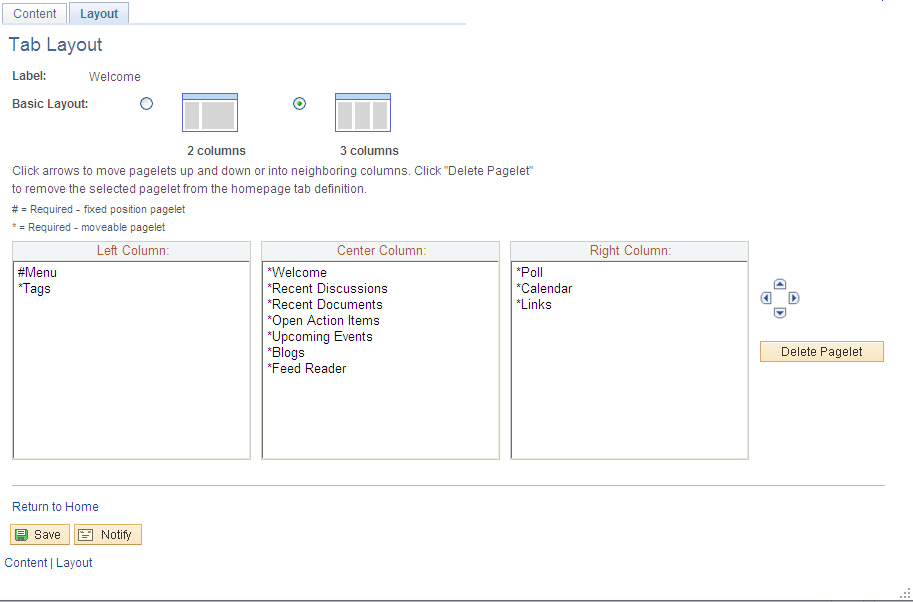 Tab Layout page