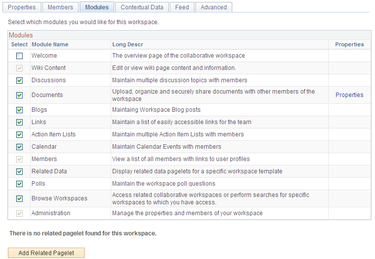 Example of module administration