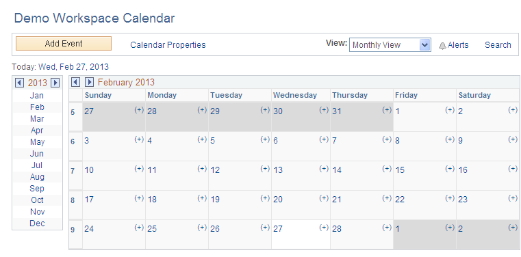 Calendar pagelet