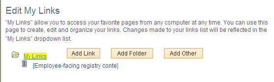 Edit My Links page