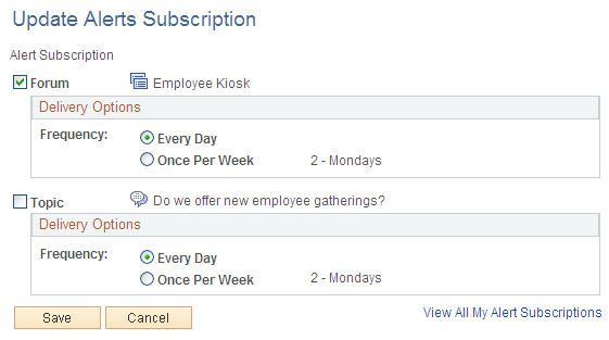 Update Alerts Subscription page (topic level)