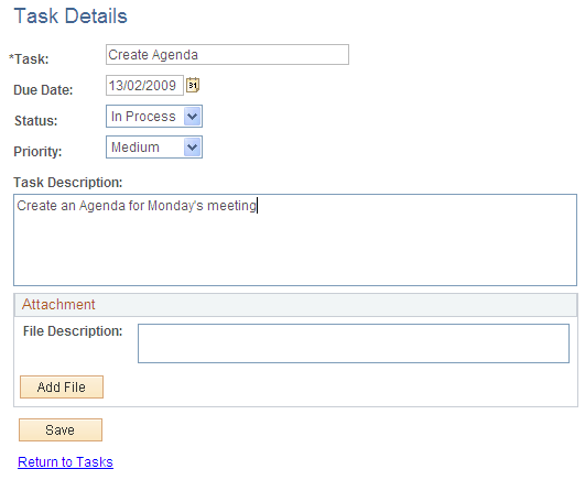 Task Details page