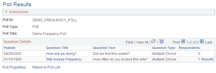 Poll Results page