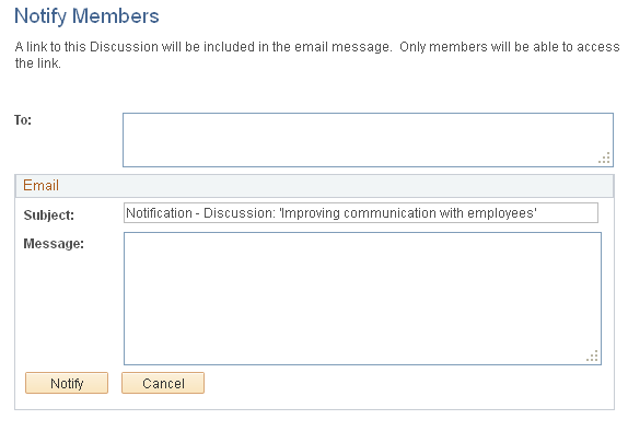 Notify Members page (Related Discussion service)