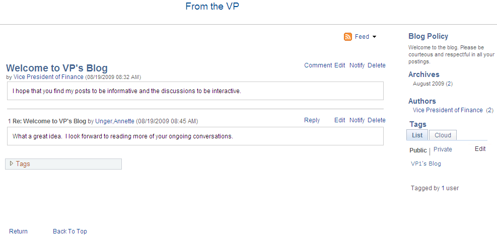 Post details page (author view)