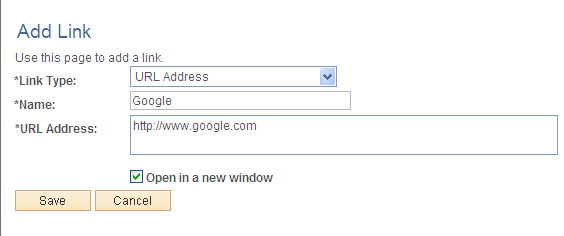 Add Link page