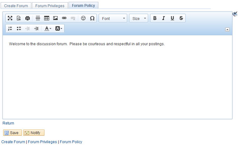 Forum Policy page