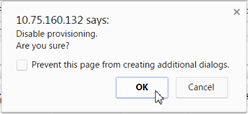 Confirmation pop-up