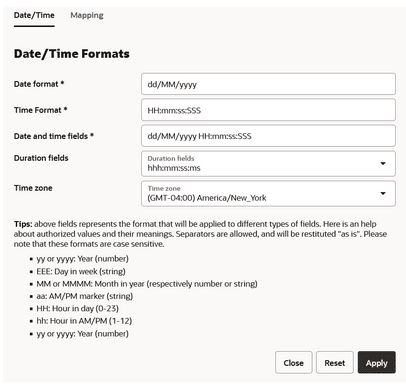 Date/time settings